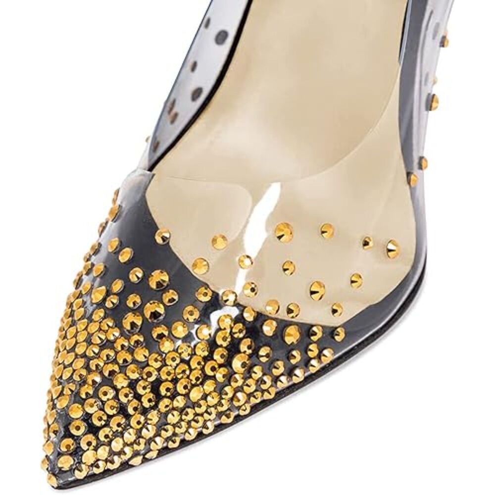 FSJ Women Studded Pointed Toe Transparent Pumps High Heels Pumps SZ 9.5:NWOB - Picture 2 of 11
